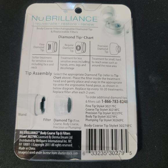 NuBrilliance 1 Body Course Interchangeable Diamond Tip & 10 Replacement Filters - Picture 2 of 2